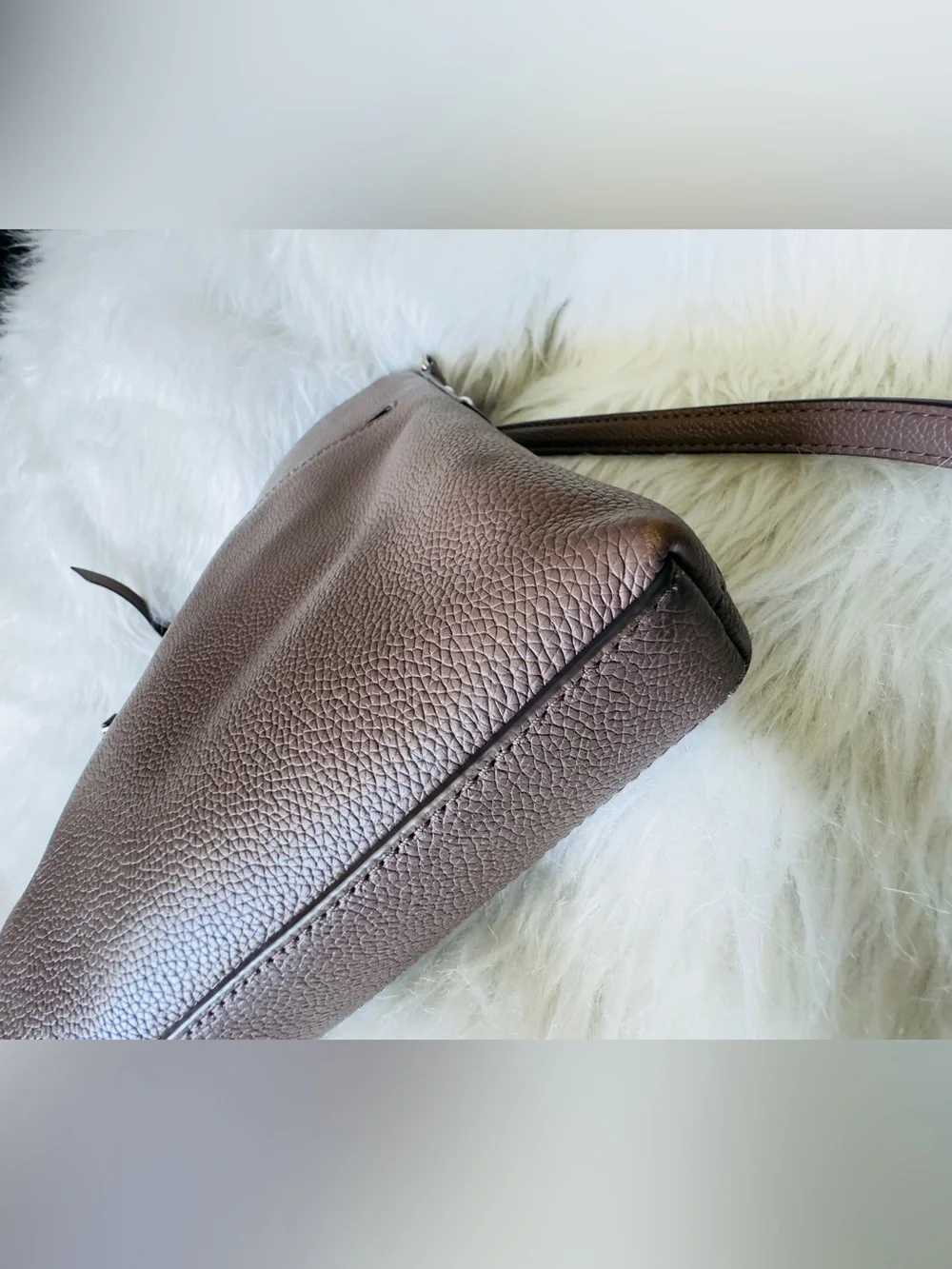 Kate Spade Pebbled Leather Crossbody Bag Medium Taupe Brown Shoulder Purse